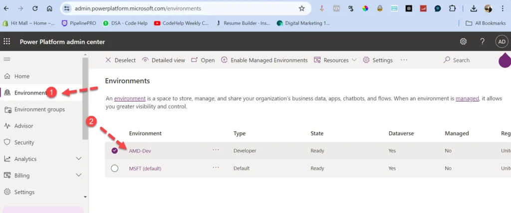 1 Power Platform Admin Center Environment Selection