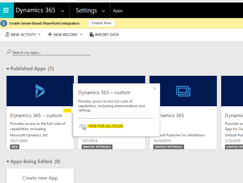 Hide Legacy Apps in Dynamics 365 Abhishek Dhoriya