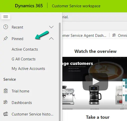 Pinned Records in Customer Service Workspace