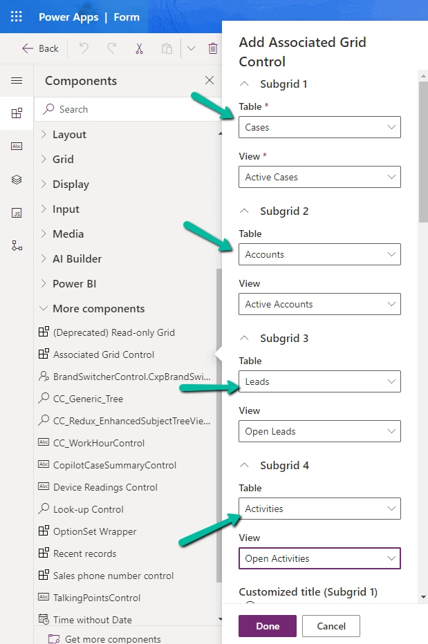 Associated Grid Control in Microsoft Dynamics 365