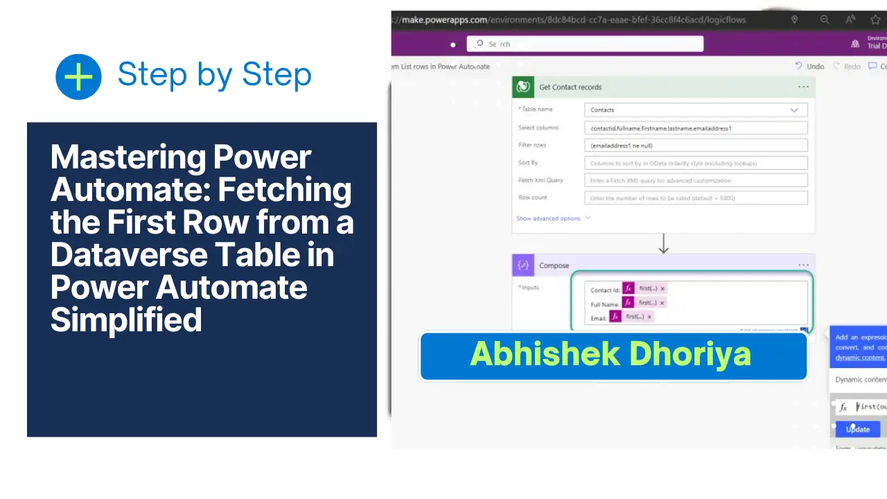 Fetching the First Row from a Dataverse Table in Power Automate Simplified