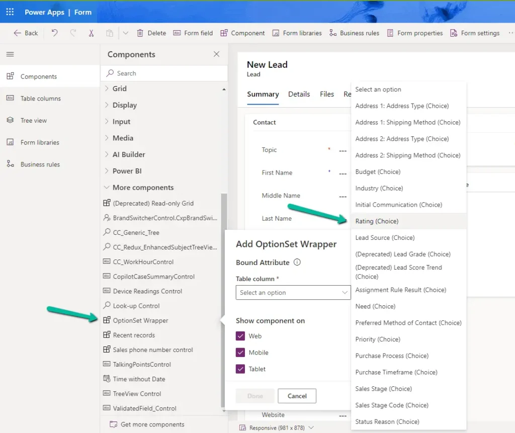 OptionSet Wrapper Component in Dynamics 365