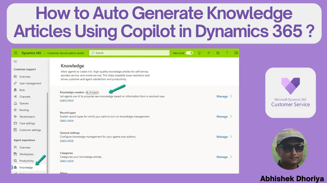 Auto Generate Knowledge Articles Using Copilot in Dynamics 365 from resolved Cases