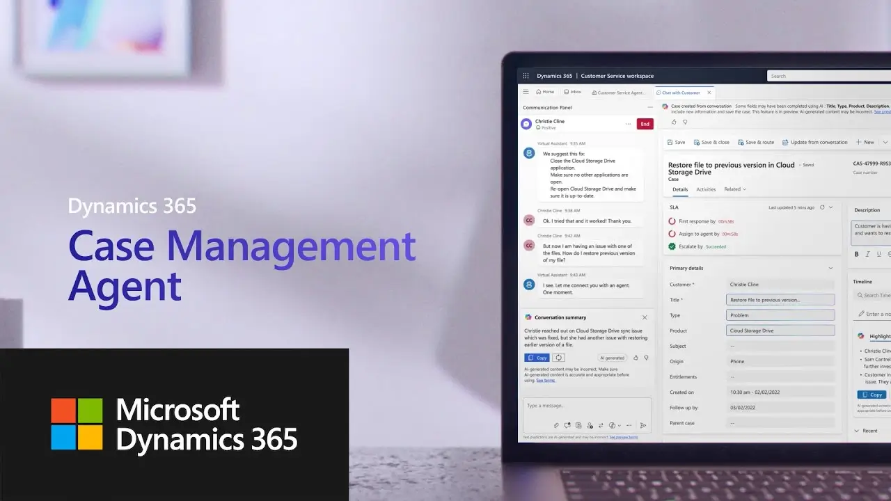 Dynamics 365 Customer Service Case Management Agent