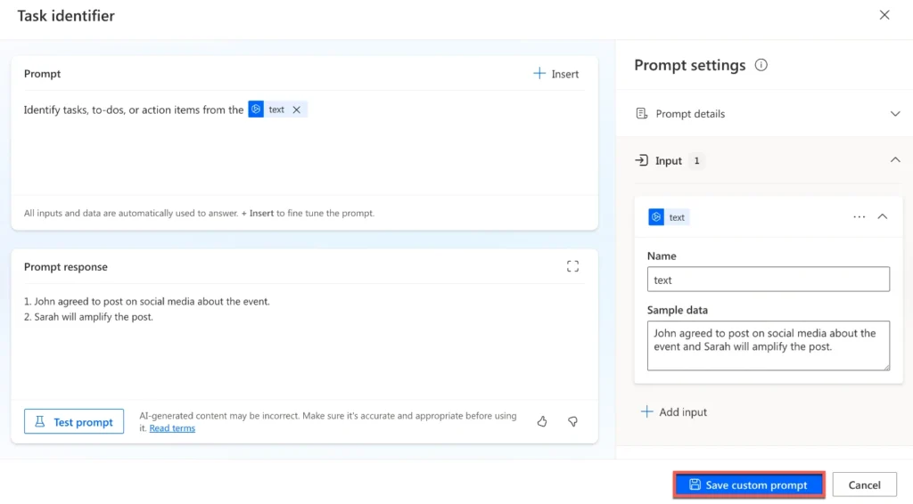 Prompt Actions in Copilot Studio