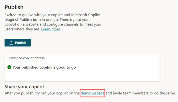 Publish Copilot in Copilot Studio