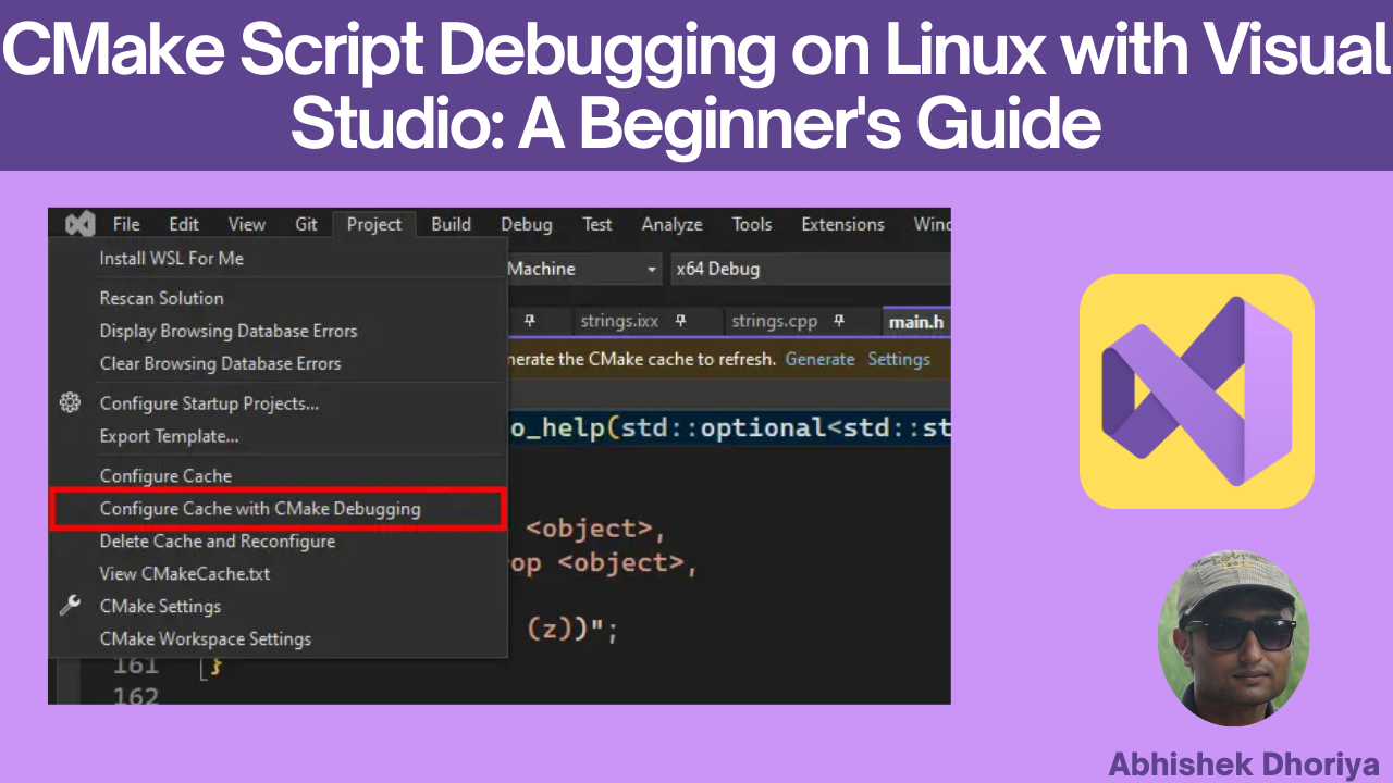 CMake Script Debugging on Linux with Visual Studio